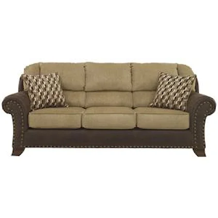 Two-Tone Sofa with Chenille Fabric/Faux Leather Upholstery